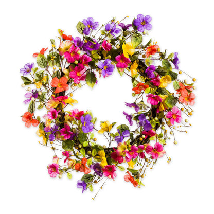 Floral Watercolor Wreath with Faux Pansies and Violets
