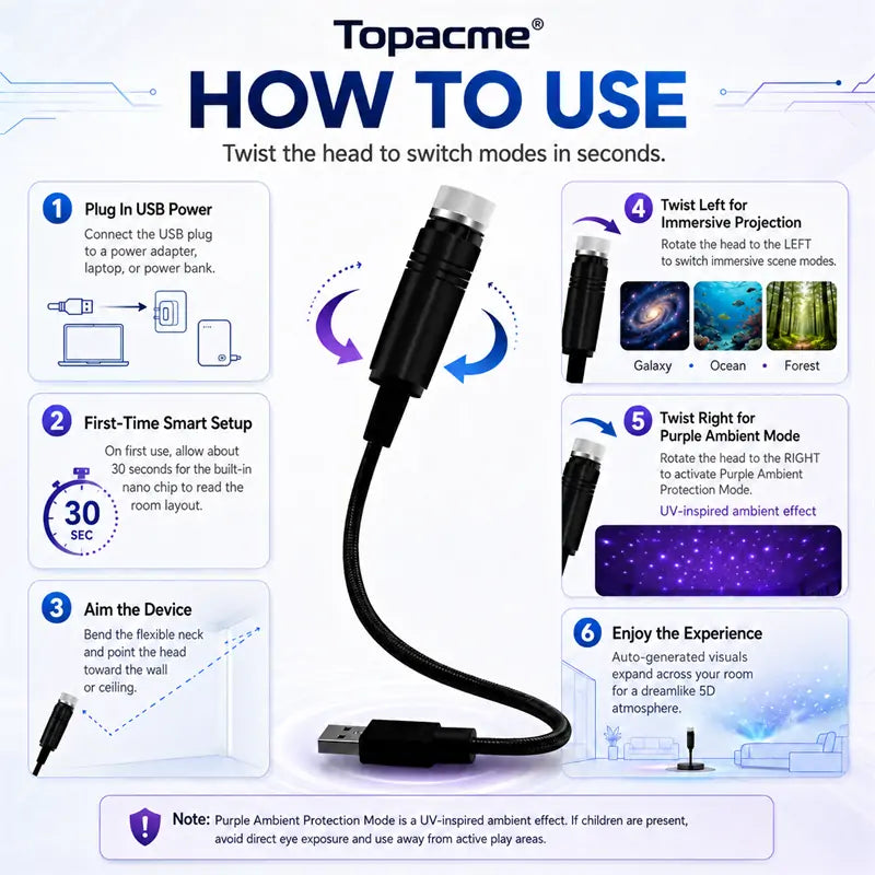 Topacme® Night Light Projector