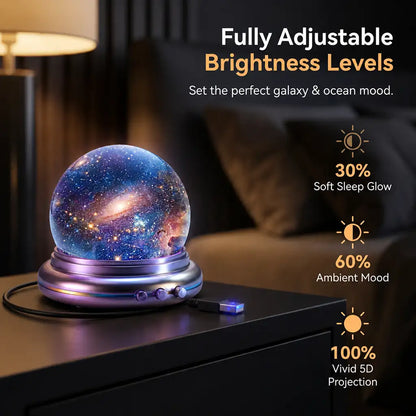 Topacme® Galaxy Night Light Projector – 360° Starry Sky & Ocean Wave Ambient Light for Bedroom Relaxation