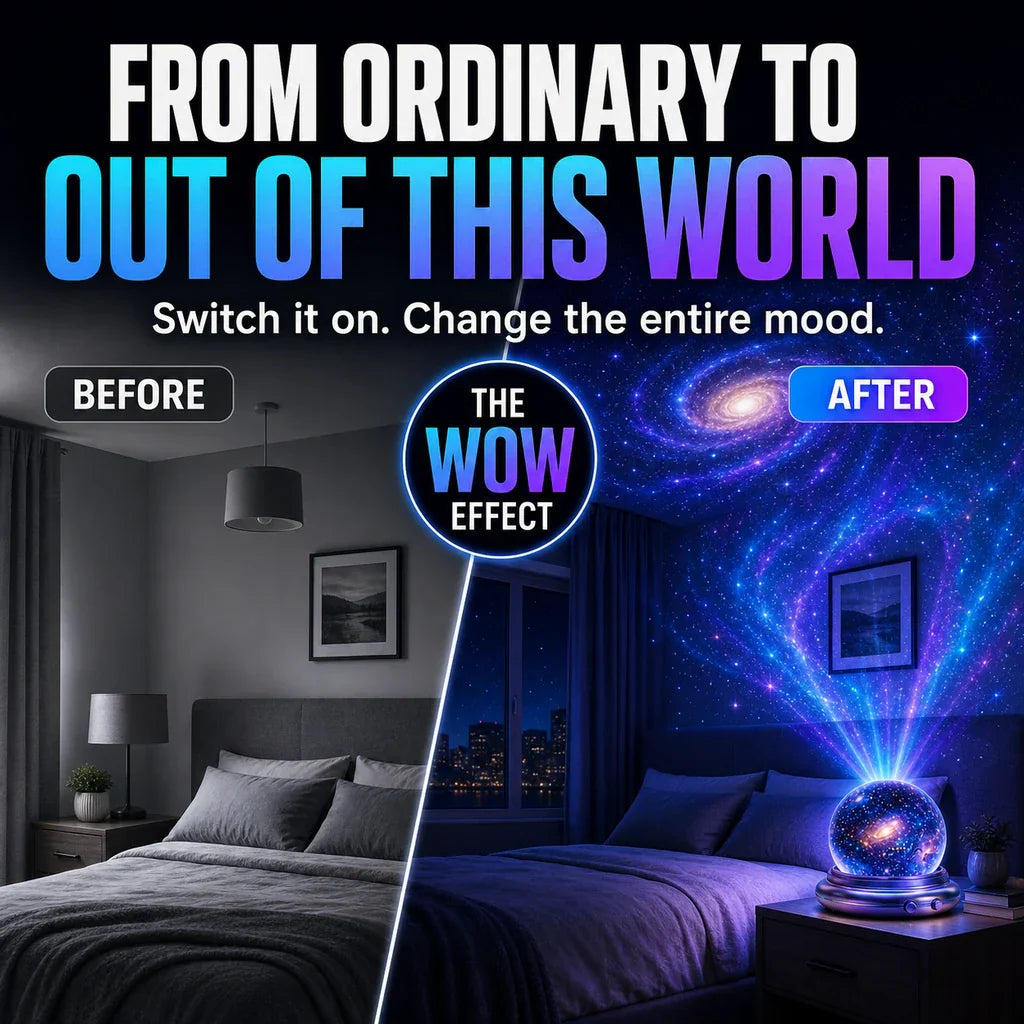 Topacme® Galaxy Night Light Projector – 360° Starry Sky & Ocean Wave Ambient Light for Bedroom Relaxation