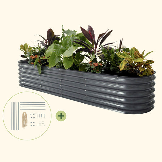 2.0' x 8.0' Classic Garden Bed with Metal Frame String Trellis